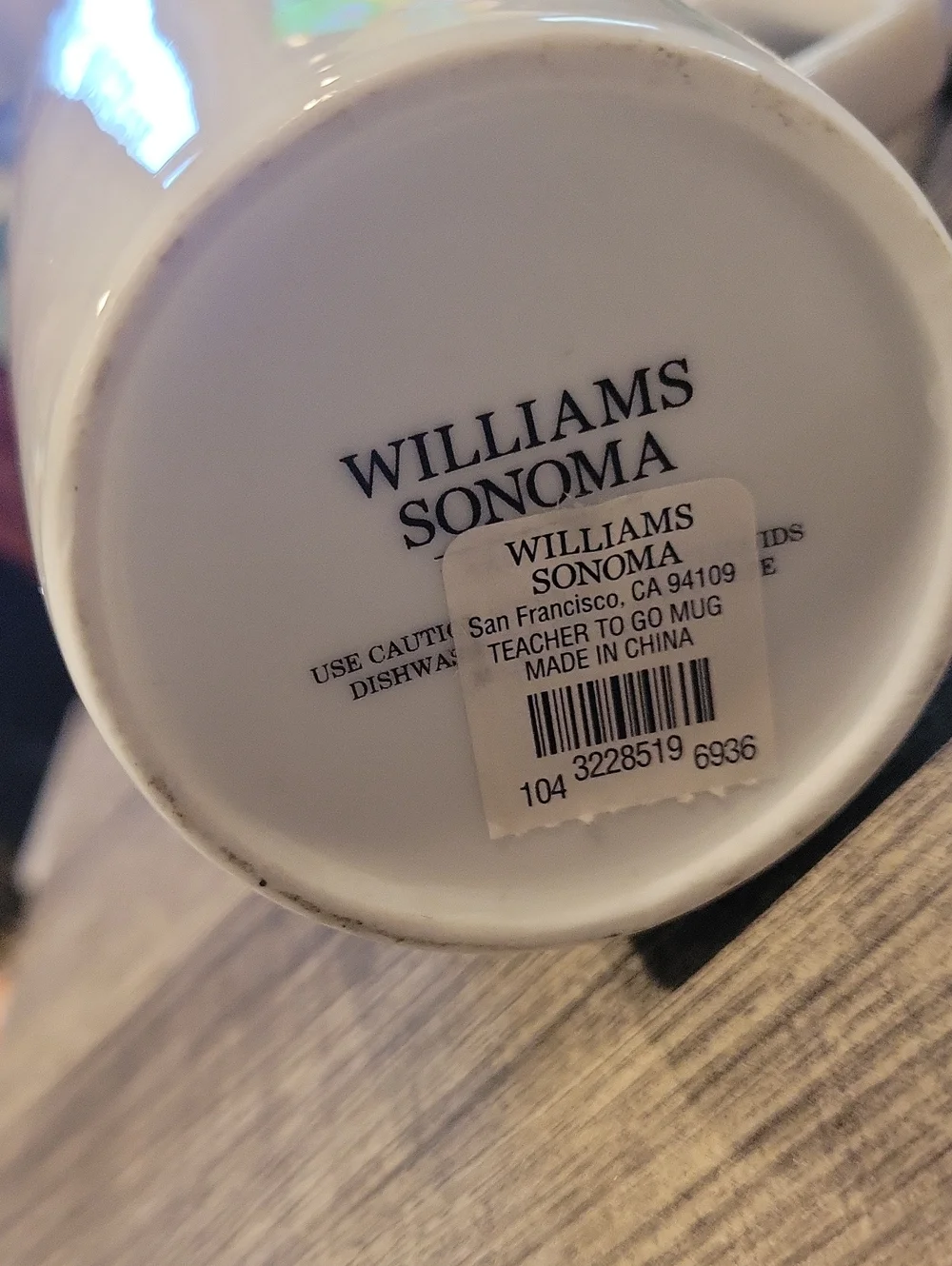 Teacher Travel Mug NWT/ Tall W/ Ceramic Lid/Williams Sonoma